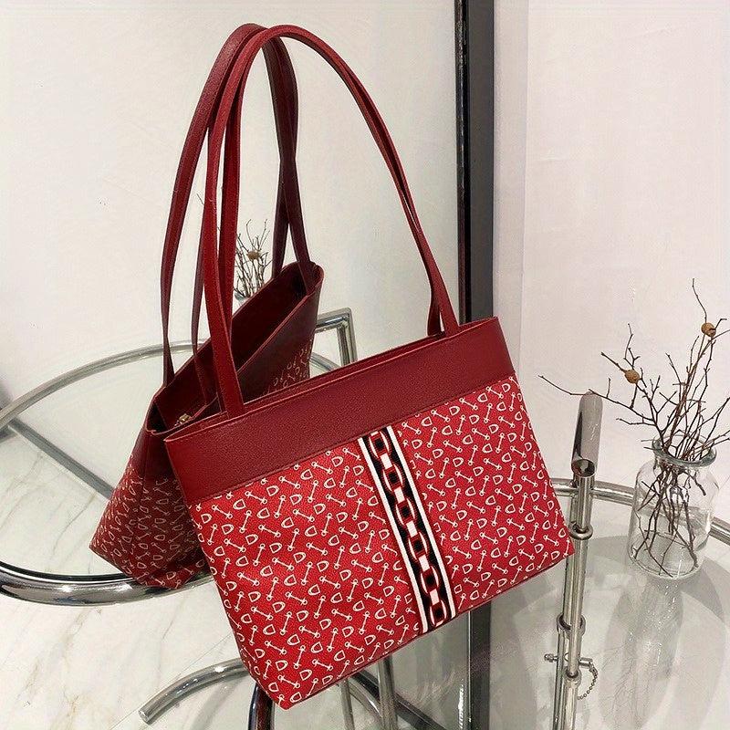 Vintage Geometric Tote Bag Retro Satchel Handbag For Commute