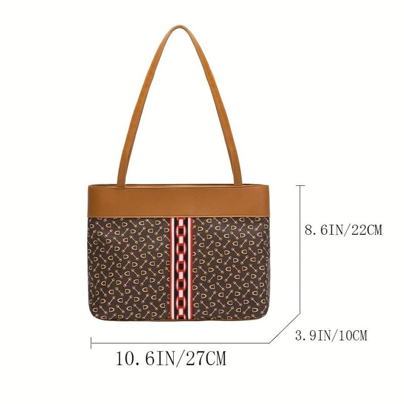 Vintage Geometric Tote Bag Retro Satchel Handbag For Commute