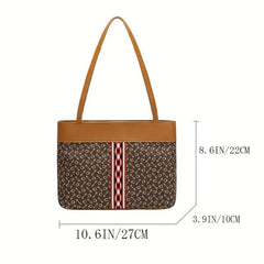Vintage Geometric Tote Bag Retro Satchel Handbag For Commute