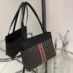 Vintage Geometric Tote Bag Retro Satchel Handbag For Commute