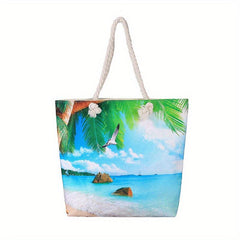 Seaside Graphic Pattern Shoulder Bag Canvas Beach Bag