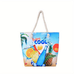 Seaside Graphic Pattern Shoulder Bag Canvas Beach Bag