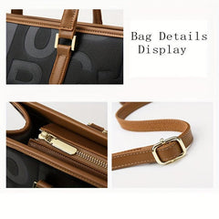 Letter Embossed Tote Bag Classic Handbag For Women