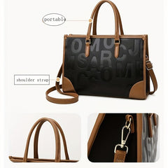 Letter Embossed Tote Bag Classic Handbag For Women
