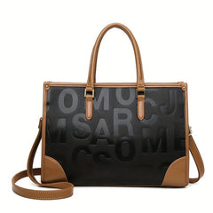 Letter Embossed Tote Bag Classic Handbag For Women