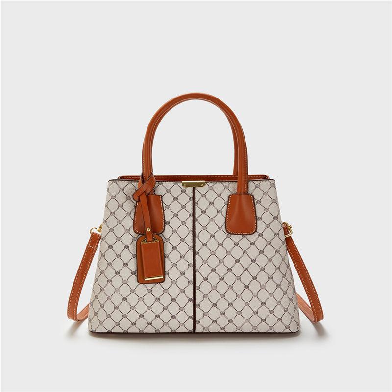 Vintage Geometric Print Tote Bag Retro Top Handle Satchel Classic Handbag
