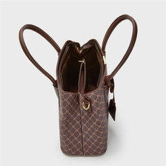 Vintage Geometric Print Tote Bag Retro Top Handle Satchel Classic Handbag