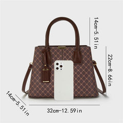 Vintage Geometric Print Tote Bag Retro Top Handle Satchel Classic Handbag