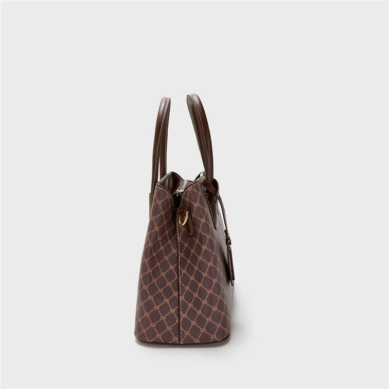 Vintage Geometric Print Tote Bag Retro Top Handle Satchel Classic Handbag
