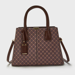 Vintage Geometric Print Tote Bag Retro Top Handle Satchel Classic Handbag