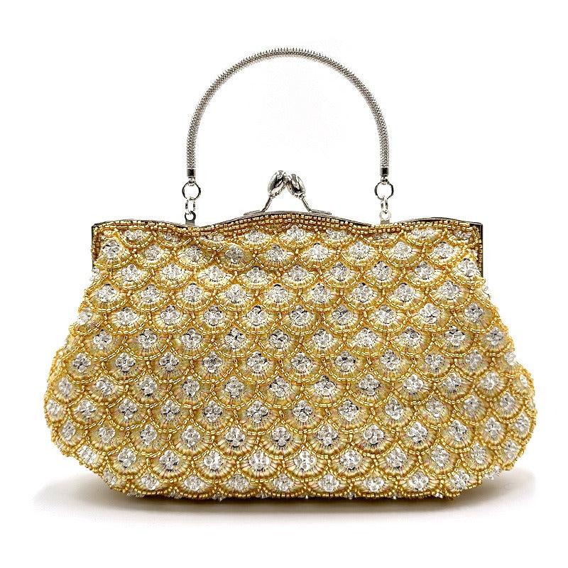 Evening Beaded Embroidery Handbag with Kiss Lock Clutches