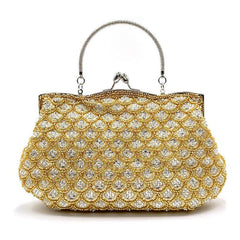 Evening Beaded Embroidery Handbag with Kiss Lock Clutches