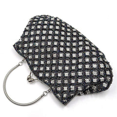 Evening Beaded Embroidery Handbag with Kiss Lock Clutches