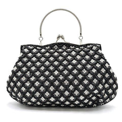 Evening Beaded Embroidery Handbag with Kiss Lock Clutches