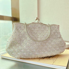Evening Beaded Embroidery Handbag with Kiss Lock Clutches