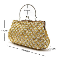 Evening Beaded Embroidery Handbag with Kiss Lock Clutches