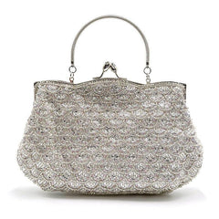 Evening Beaded Embroidery Handbag with Kiss Lock Clutches