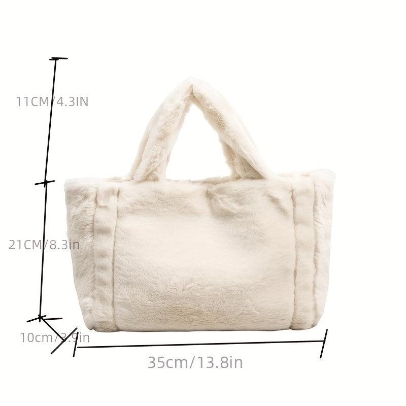 Plush Tote Bag Large Capacity Handbag Top Handle Satchel Purse