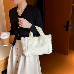 Plush Tote Bag Large Capacity Handbag Top Handle Satchel Purse