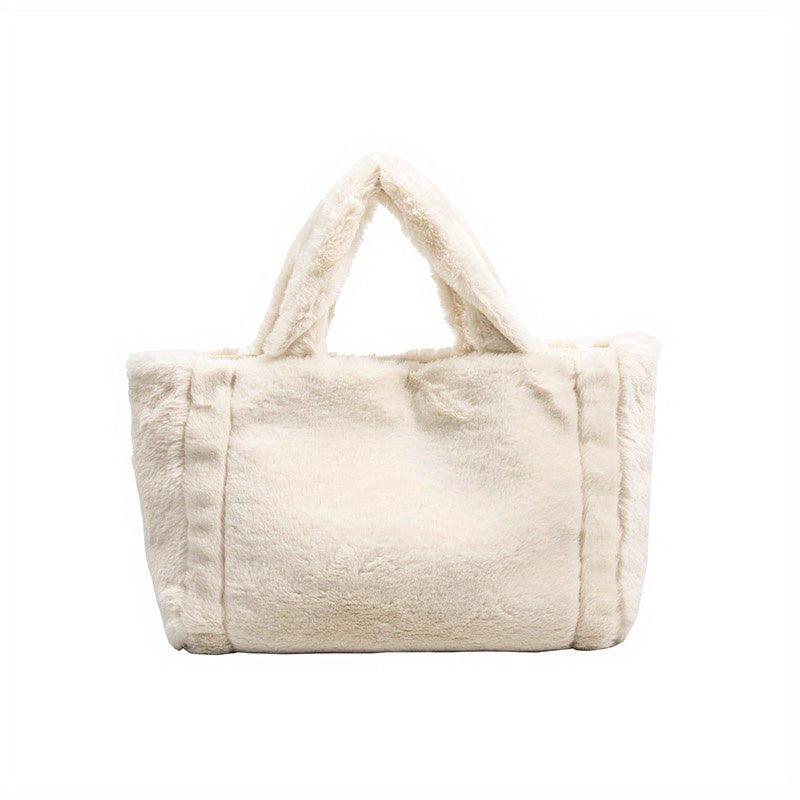 Plush Tote Bag Large Capacity Handbag Top Handle Satchel Purse