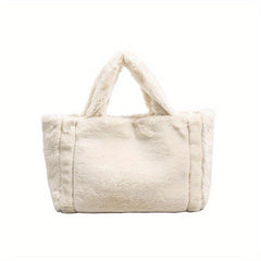 Plush Tote Bag Large Capacity Handbag Top Handle Satchel Purse