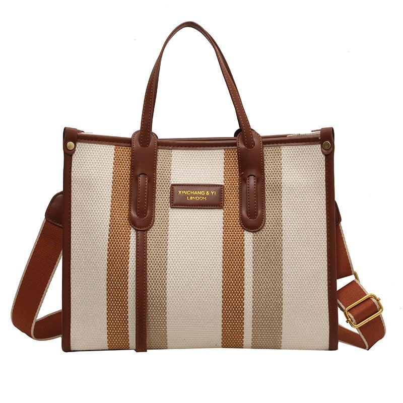 Vintage Striped Pattern Tote Bag Retro Canvas Crossbody Bag