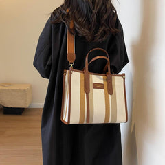 Vintage Striped Pattern Tote Bag Retro Canvas Crossbody Bag