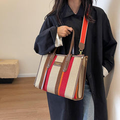 Vintage Striped Pattern Tote Bag Retro Canvas Crossbody Bag