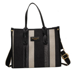 Vintage Striped Pattern Tote Bag Retro Canvas Crossbody Bag