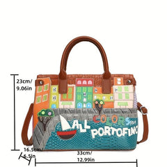 Colorful Pattern Cartoon Patch Tote Bag for Women