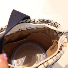 Checkered Tote Bag Casual Canvas Lunch Bag Women's Everyday Handbag