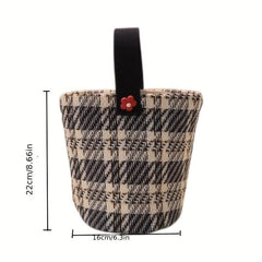 Checkered Tote Bag Casual Canvas Lunch Bag Women's Everyday Handbag