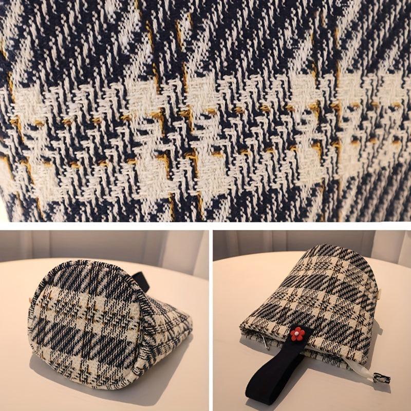Checkered Tote Bag Casual Canvas Lunch Bag Women's Everyday Handbag