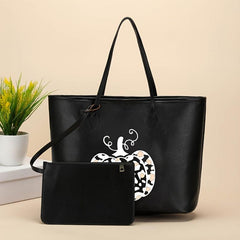 Cartoon Ghost & Pumpkin Pattern Tote Bag Halloween Shoulder Bag