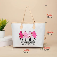 Cartoon Ghost & Pumpkin Pattern Tote Bag Halloween Shoulder Bag