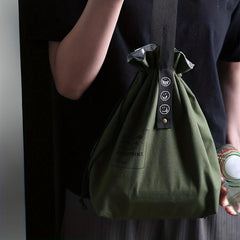 Canvas Lunch Box Bag Drawstring Bundle Pocket Travel Picnic Work School