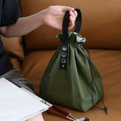 Canvas Lunch Box Bag Drawstring Bundle Pocket Travel Picnic Work School