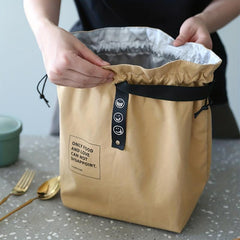 Canvas Lunch Box Bag Drawstring Bundle Pocket Travel Picnic Work School