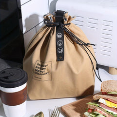 Canvas Lunch Box Bag Drawstring Bundle Pocket Travel Picnic Work School