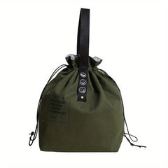 Canvas Lunch Box Bag Drawstring Bundle Pocket Travel Picnic Work School