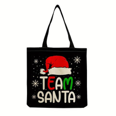 Christmas Gift Tote Bag Santa Printed Shoulder Bag Large Capacity Shopping Bag
