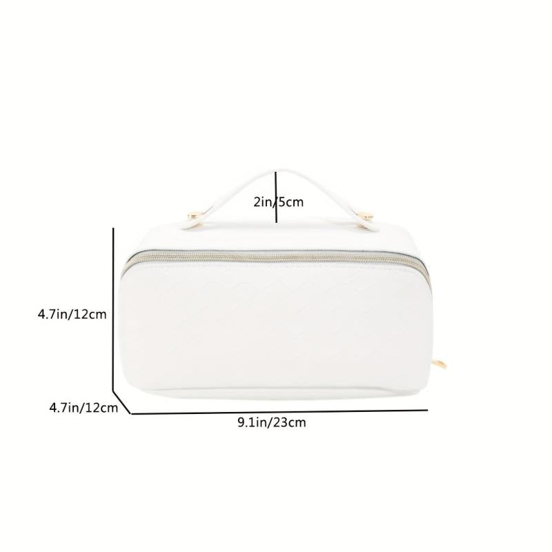 Checkerboard Cosmetic Bag Faux Leather Handheld Makeup Bag