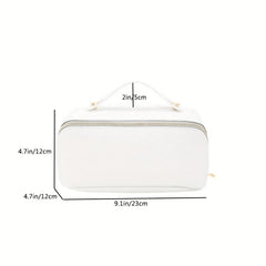 Checkerboard Cosmetic Bag Faux Leather Handheld Makeup Bag