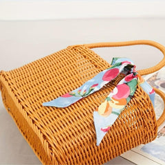 Portable Top Handle Handbag Large Capacity Casual Picnic Basket Scarf Decor