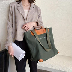 Vintage Canvas Tote Bag Large Capacity Women's Handbag