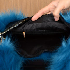 Fluffy Love Heart Shoulder Bag Y2K Faux Fur Clutch