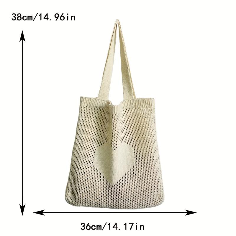 Hollow Pattern Straw Shoulder Bag Lightweight Knitted Shopping Bag