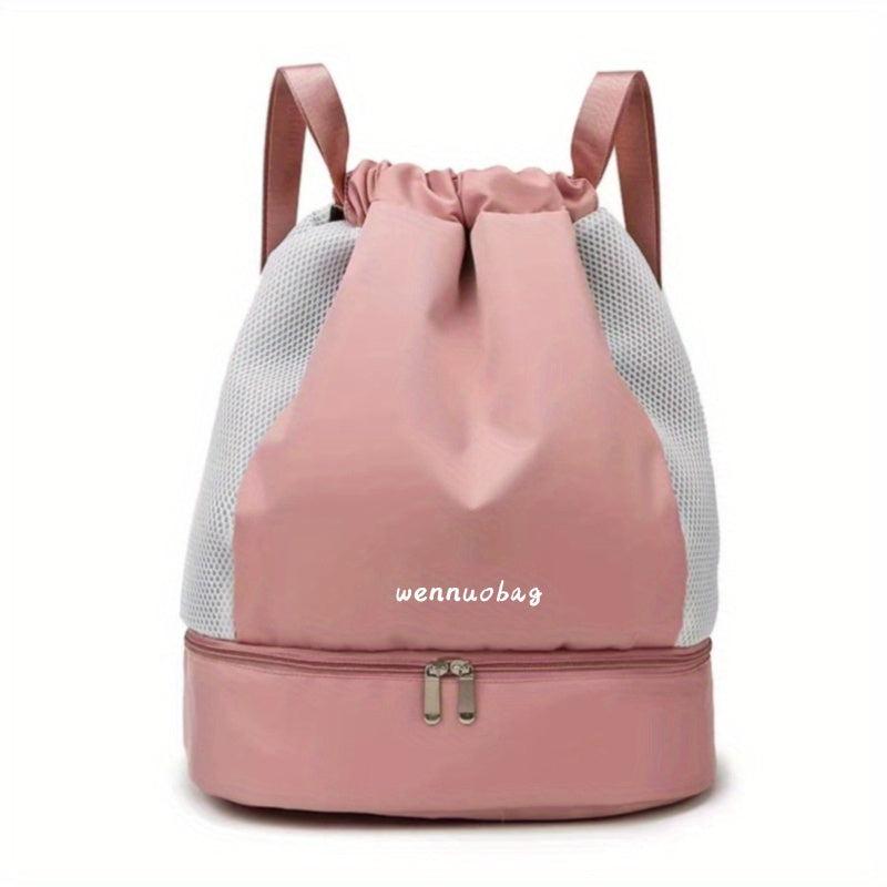 Dry Wet Drawstring Backpack Sports Gym Bag With Shoe Compartment