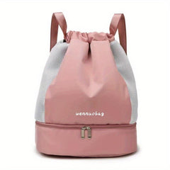 Dry Wet Drawstring Backpack Sports Gym Bag With Shoe Compartment