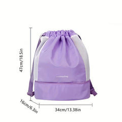Dry Wet Drawstring Backpack Sports Gym Bag With Shoe Compartment